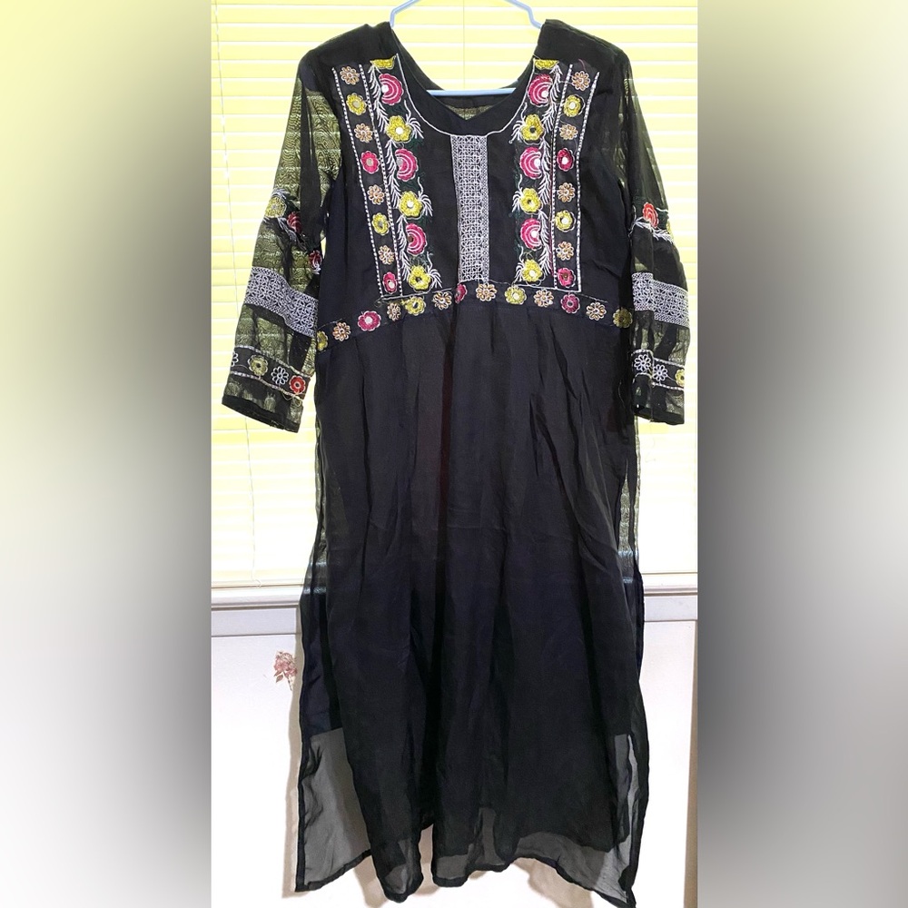 Indian Pakistani Salwar Kameez Designer Stitched Embroidery Work Shalwar Dress
